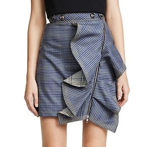 Self-Portrait Check Flounce Mini Skirt